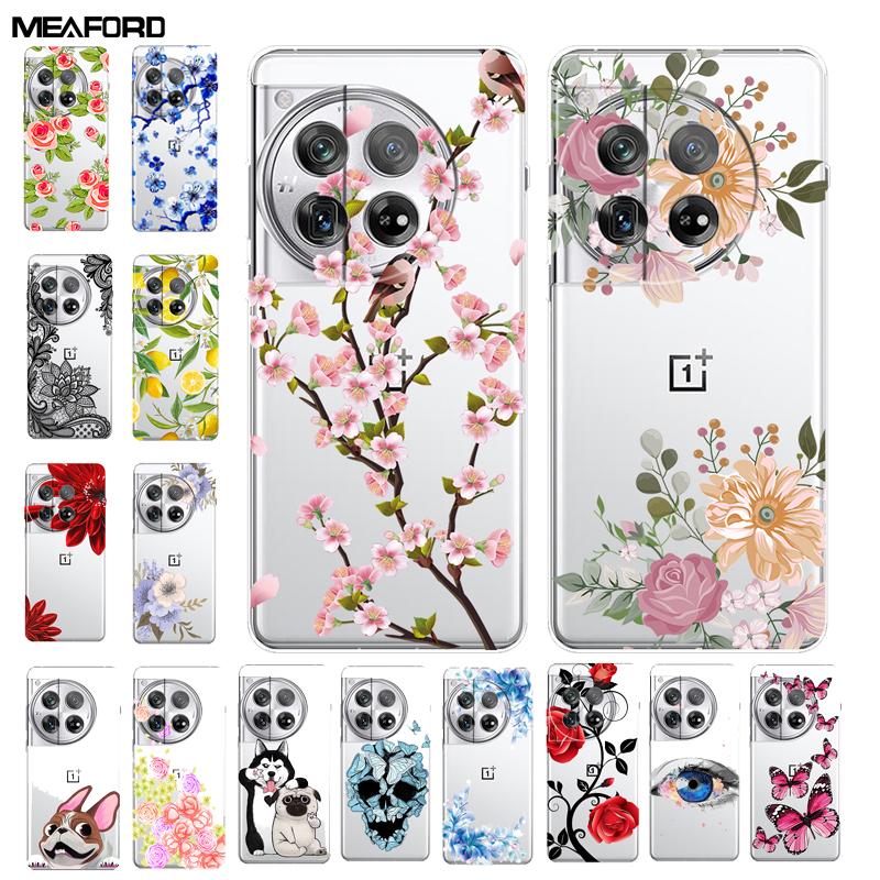 For OnePlus 12 Case 12R 5G Flower Clear TPU Soft Silicone Transparent Back Case for One plus 12R Cover on for Oneplus12 5G Coque