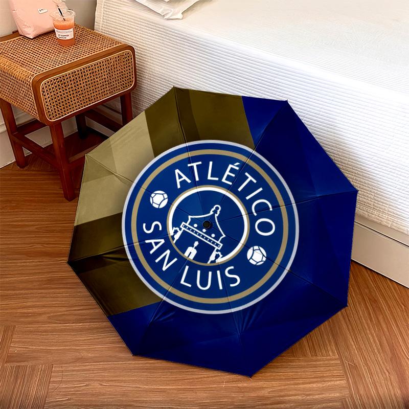 Atlético San Luis  pattern, automatic folding umbrella, portable and foldable design, 8 ribs, a Christmas or birthday gift.