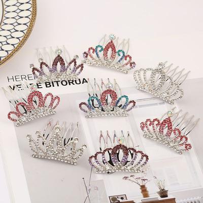 Girls Hair Accessories Mini Crown for Kids Bling Rhinestone Tiaras Hair Combs Princess Diadem Love Heart Shaped Headbands