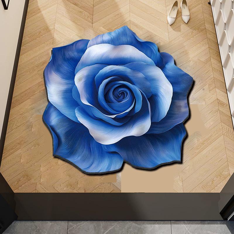 3D Floral Diatomaceous Earth Absorbent Non-Slip Floor Mat for Bathroom, Entrance, Sofa, Bedroom.