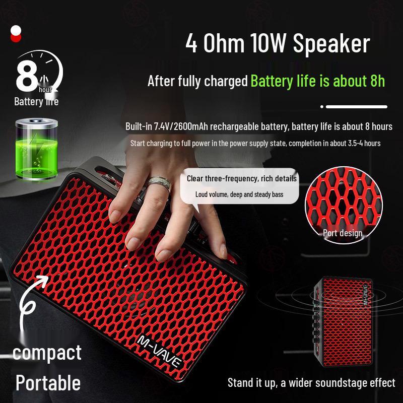 M-VAVE SP100 Bluetooth Portable Guitar Amplifier for Outdoor Performance & Recording