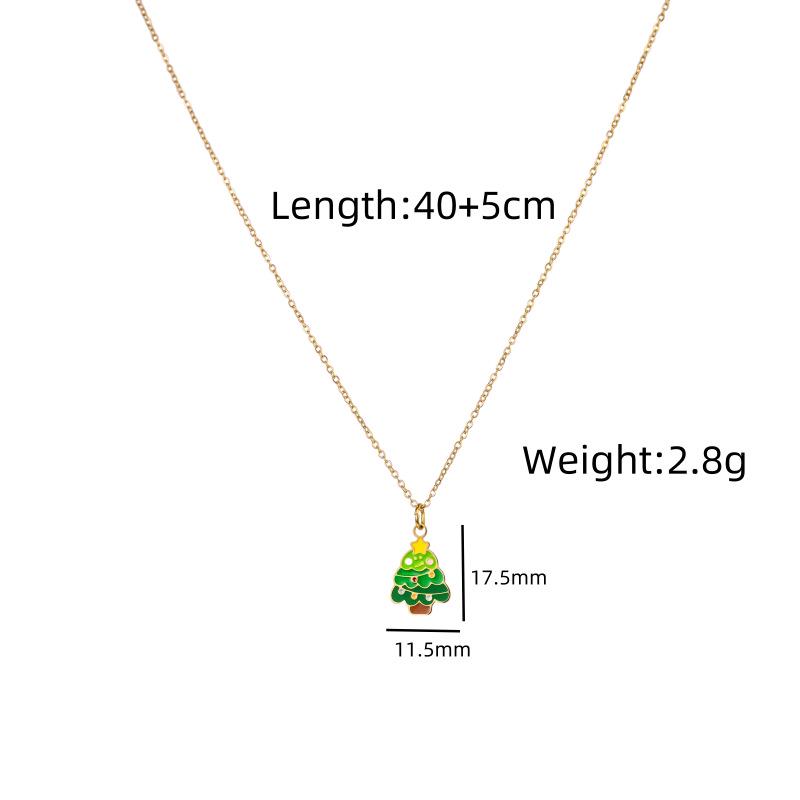 Titanium Steel 14K Gold Santa Claus Pendant Necklace - Cute Cartoon Christmas Series