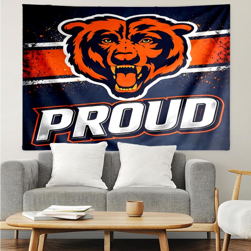 Chicago Bears logo Tapestry for Bedroom Aesthetic Classroom Tapestries Wall Hanging for Living Room Dorm Office,Ideal Creative Gift