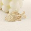 Elegant Stainless Steel Brooch Plated Corsage Pin Hollow Fish Bone Brooch  Clothes Accessories