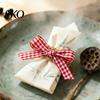Hemp Rope Napkin Ring 6Pcs Rings, Jute with Plaid Bow,Handmade Tableware Holder for Cloth Rings Dinner Napkins, Wedding Banquet Christmas Thanksgiving