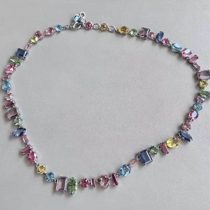 Heart Aesthetic Zircon Necklace Bead Chain Bracelet Clavicle Chain Women Girls Wedding Jewelry Party Birthday Gift