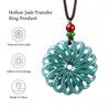 Grade a Natural Burmese Jadeite Rotating Openwork Flower Pendant, Rich Noble Design Jade Sweater Chain Necklace for Men Women