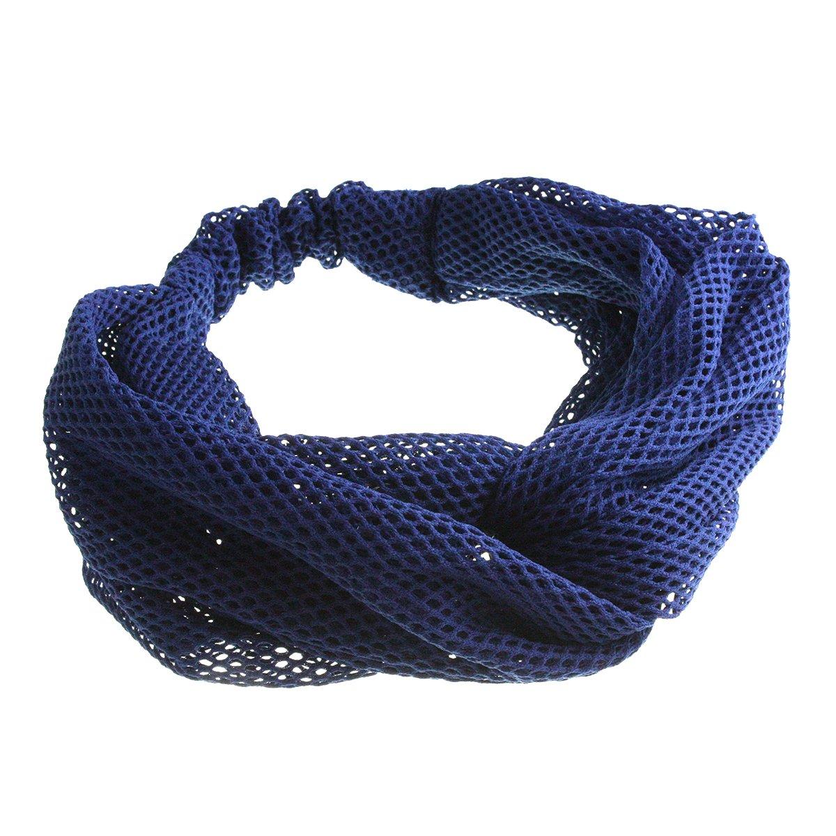 

VINGTAINE Широкий тюрбан из сетки с перекручиванием Широкая сетка Идеально для повседневной повязки на голову, Простой, С перекручиванием, Для использования, HB-76-BL синий