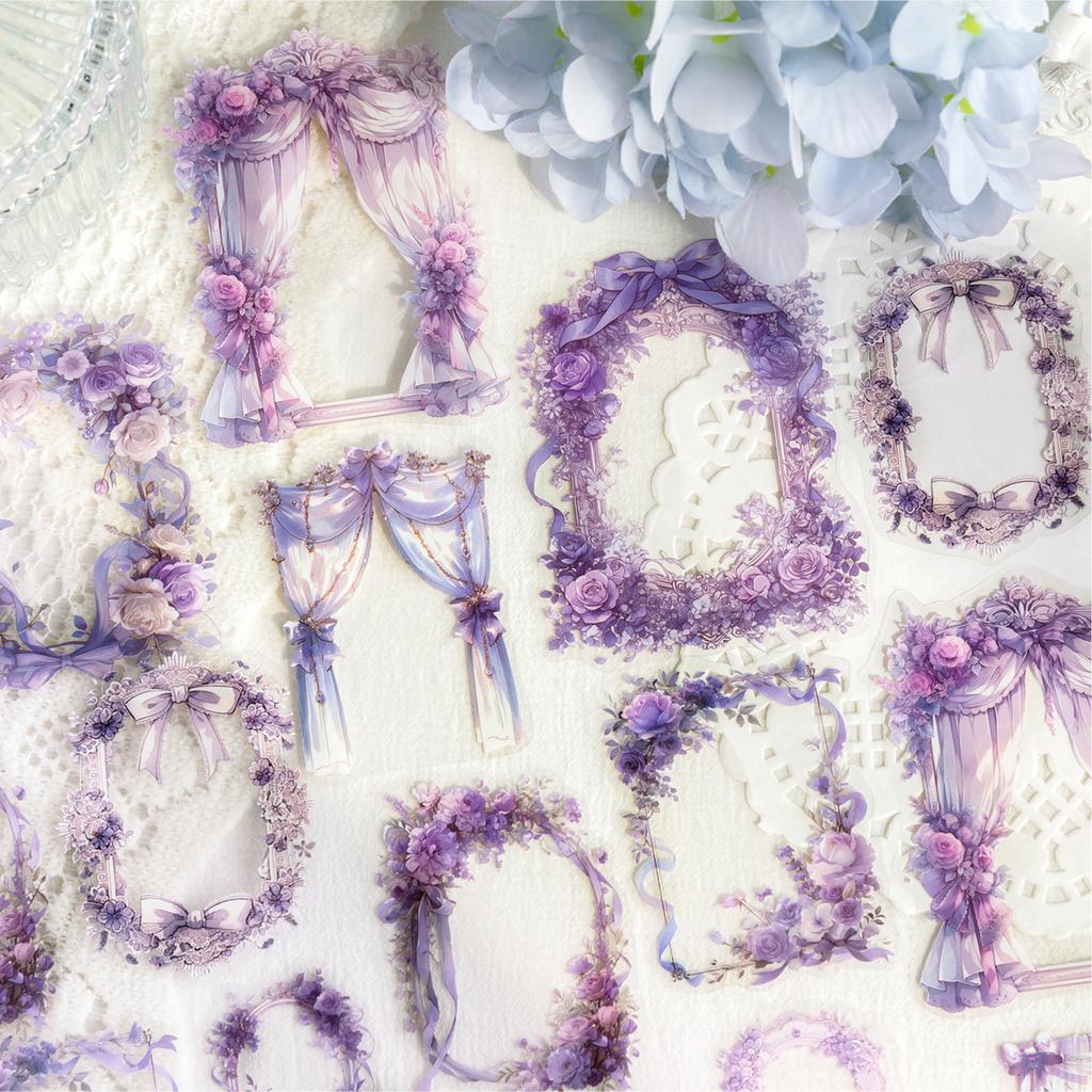 20 Pcs/pack Floral Border Stickers Aesthetic Stick Labels Decorative Diary Album Scrapbooking Material Junk Journal Supplies