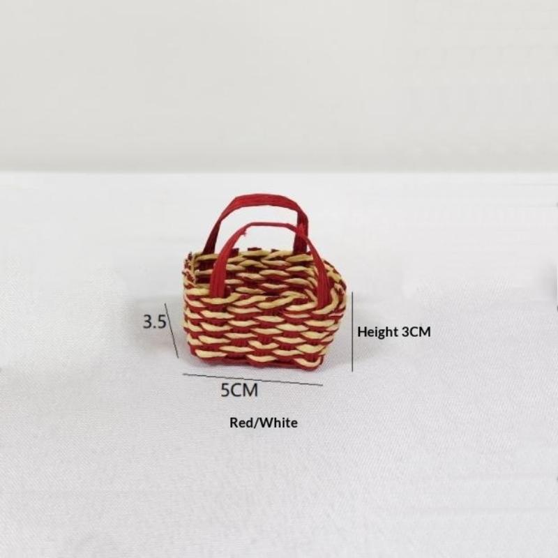 1Pcs Storage Basket Scene Props Dollhouse Mini Woven Flower Basket Carrying Basket Miniature Model Daily Necessities Decor
