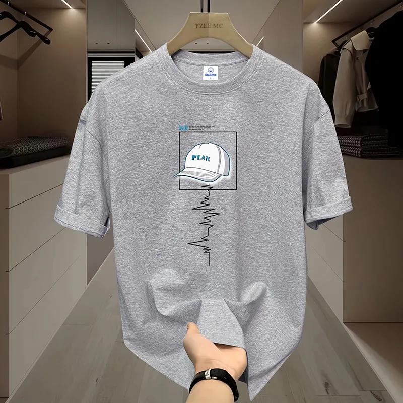 Herr Sommar T-shirt med tunn del, Casual, Kortärmad, Ungdom, Studenter, Plusstorlekar, Lösa Toppar