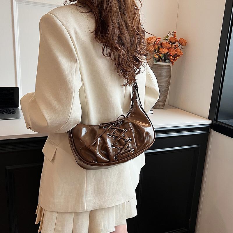 Niche Pleated Armpit Bag Ballet-style Bow Strap Women's Bag Shoulder Bag Texture Dumpling Bag