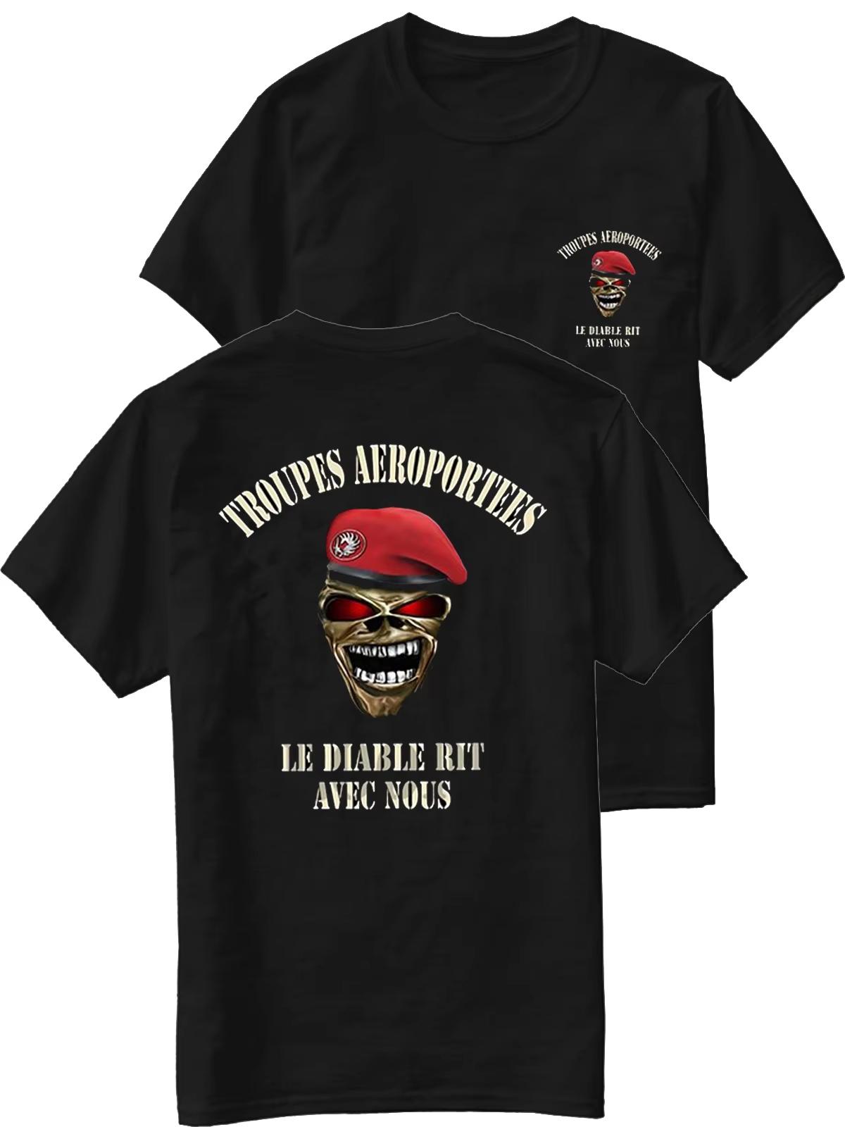 Skull Red Beret Men Cotton TShirt Vintage Streetwear Grunge Rock Casual - Men s Summer Cotton Graphic Tee S разноцветный
