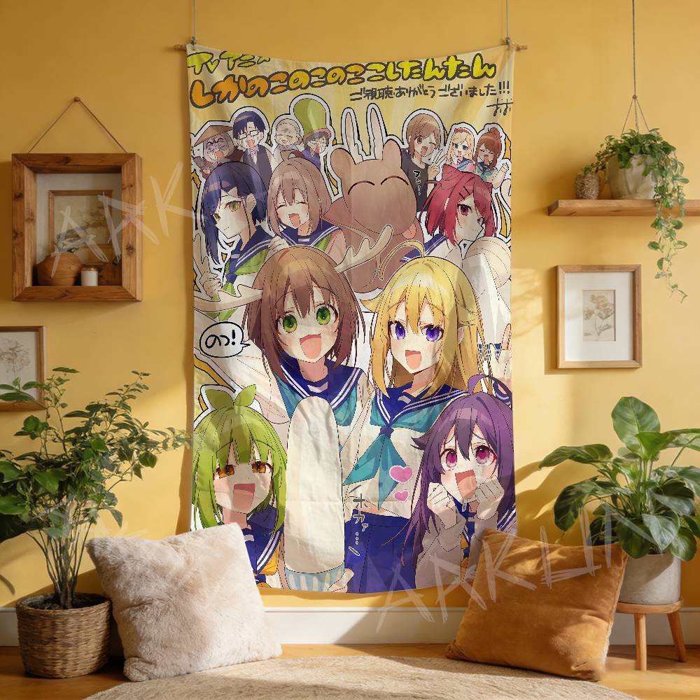Anime Nokotan Cute Noko Shikanoko Tapestry Decoration Bedroom Dormitory Background Cloth Holiday Party Living Room Club Cloth
