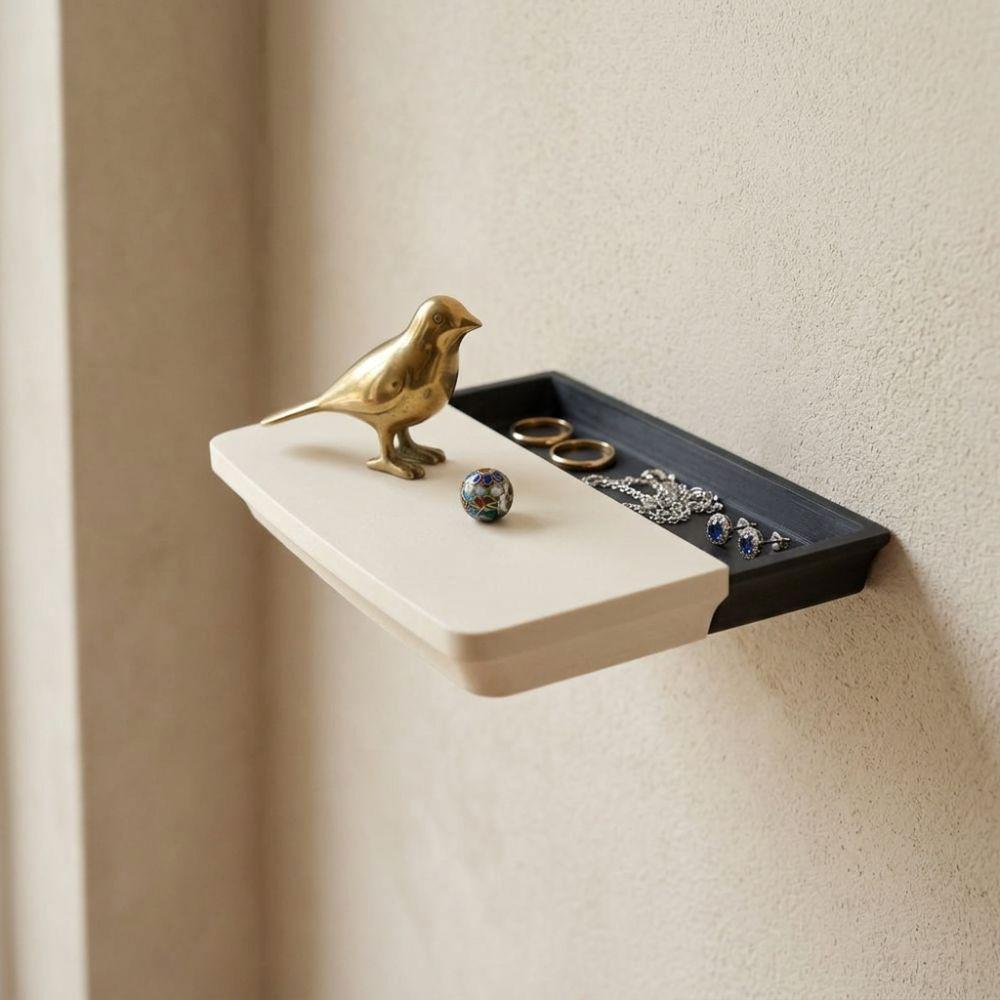 Plastic Floating Wall Mount Shelf Slide Open Display Rack with Drawer Entryway