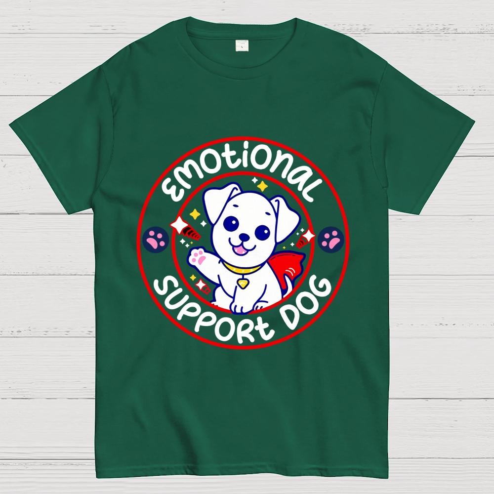 Emotional Support Dog Unisex 100% Cotton Summer Casual Cool Loose T-Shirt