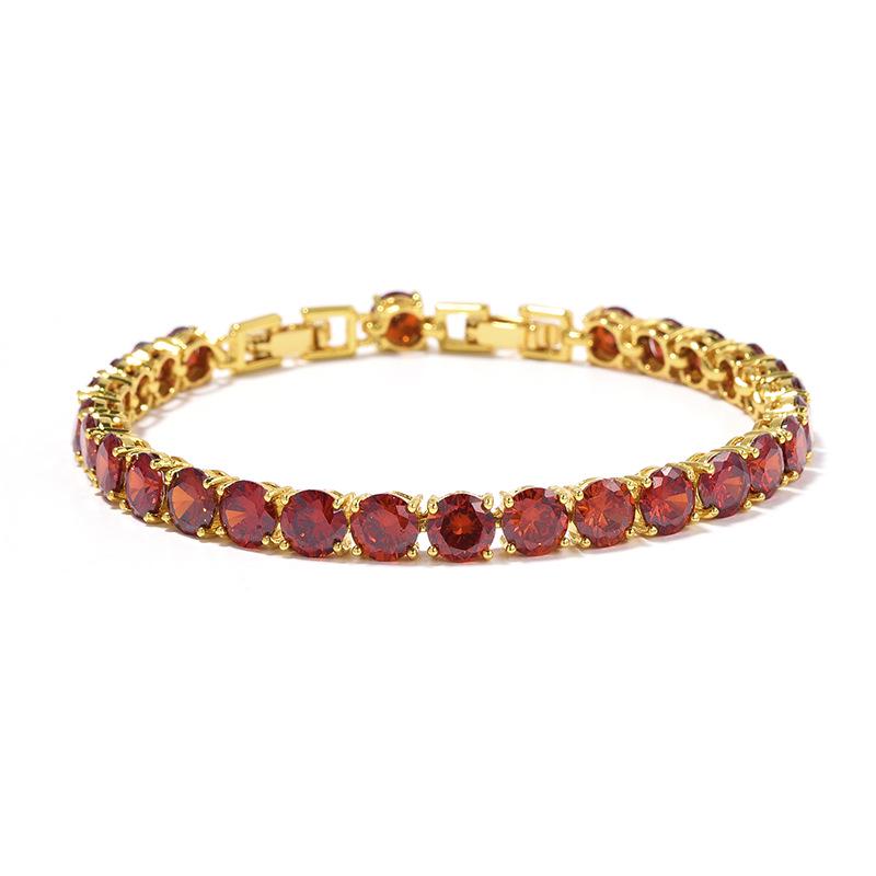 Platinum-Plated Multi-Color Zircon Bracelet - 6mm Diamond Accent for Women