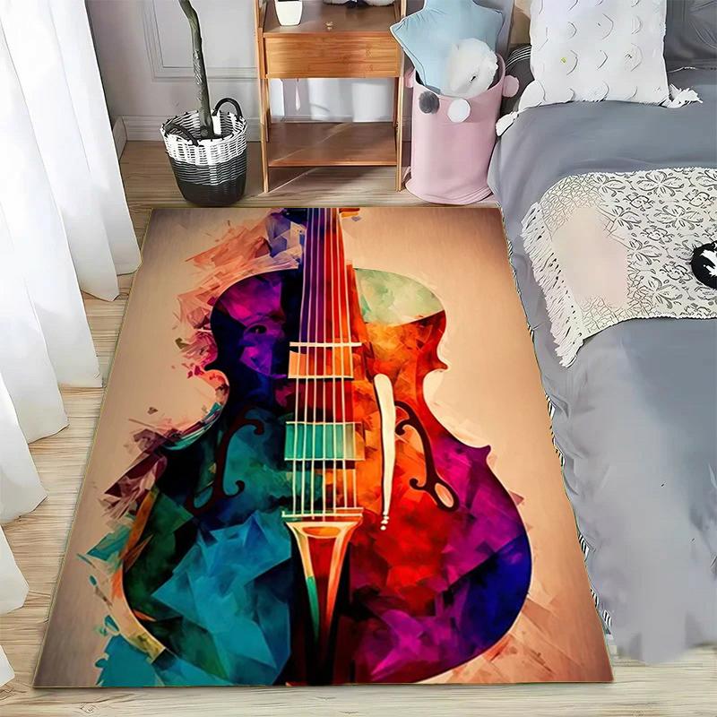 Abstract Art Musical Instruments Rug Print Floor Mat Carpet for Living Room Bedroom Large Soft Carpet Home Children's Room Mat