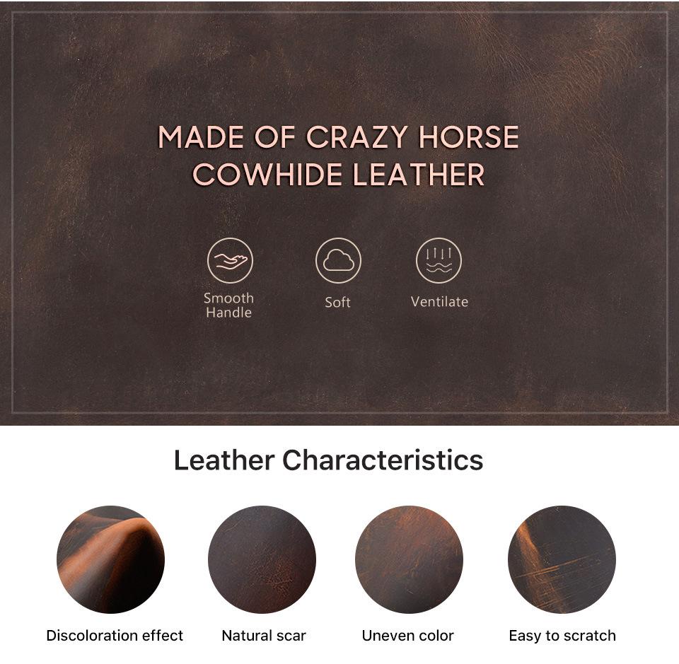 A5 Retro Crazy Horse Leather Notebook Cover with Strap, Handmade, Multi-Card Slots, Office Stationery Organizer
