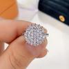 A Lady's Engagement Ring, Luxurious And Exquisite Flower Ring Set With Synthetic Zirconia, A Romantic Wedding Jewelry For Brides For Engagement Or Wed