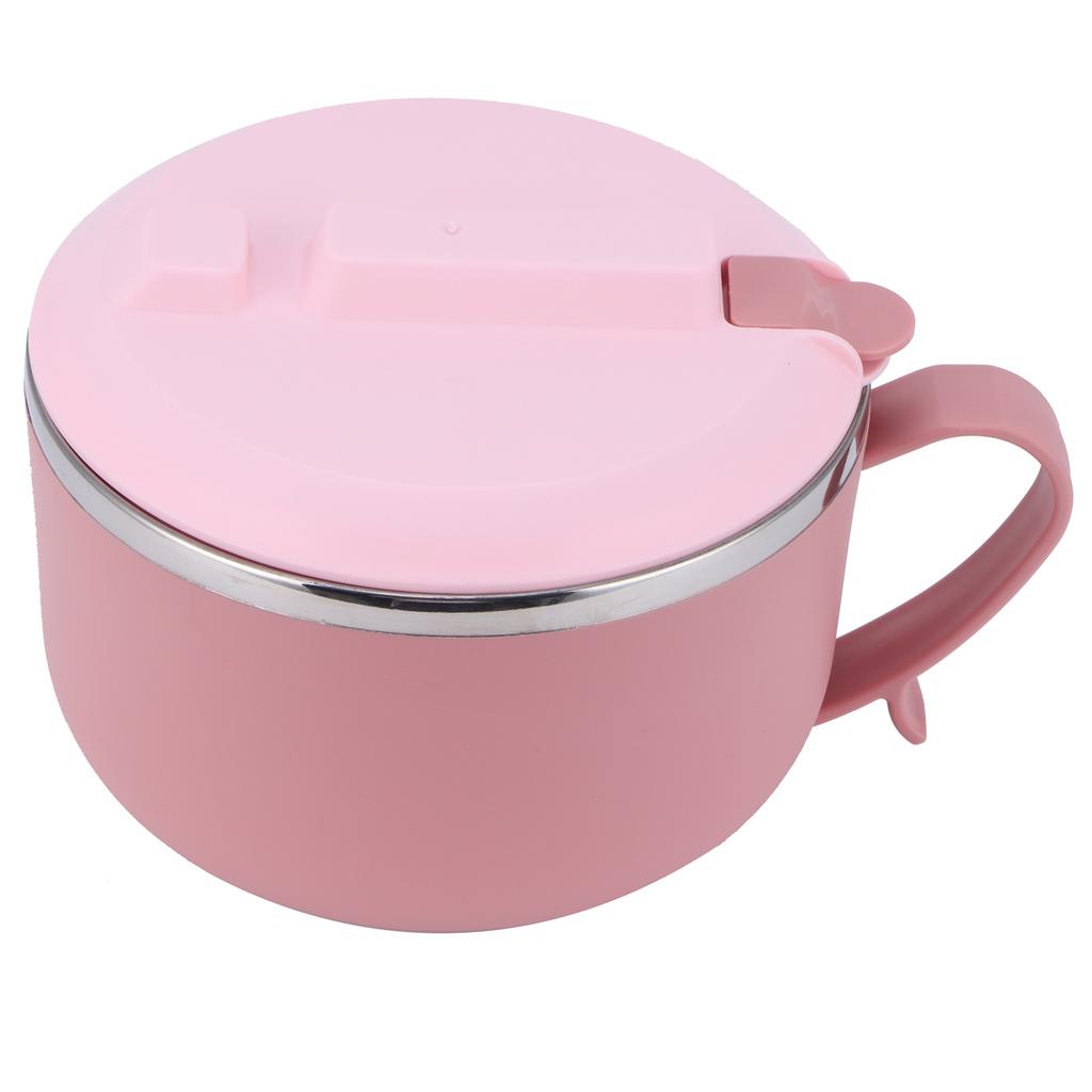 Reisnudelschale mit Deckel 1200ML Verbrühschutz Thermische Lunchbox Küchenutensilien(Rosa )