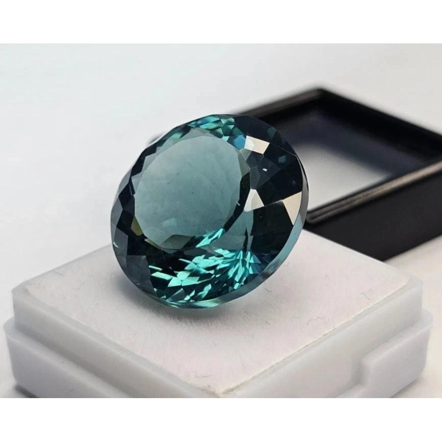 Natural Tourmaline Teal Blue 20-21 Ct Round Cut Stunning Loose Gemstone