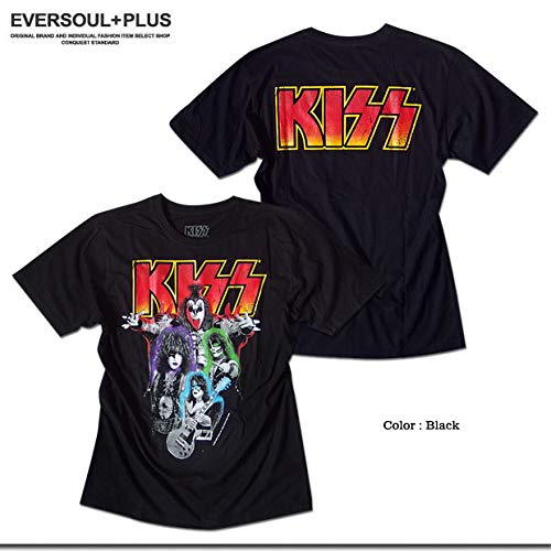 EVERSOUL KISS Kortärmad T-shirt, Gene Simmons, KISS Army Logotyp, Hårdrock, Herr, Svart, Storlek XL [Parallellimport]