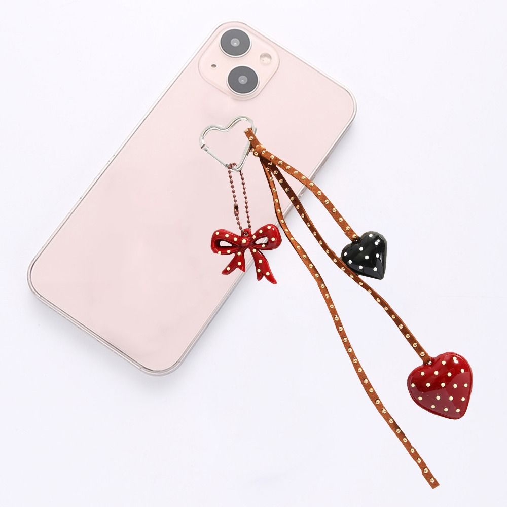 Anti-Lost Handmade Bow Keychain Hanging Braid Rope Key Chain Heart Phone Charm  Jewelry Accessories