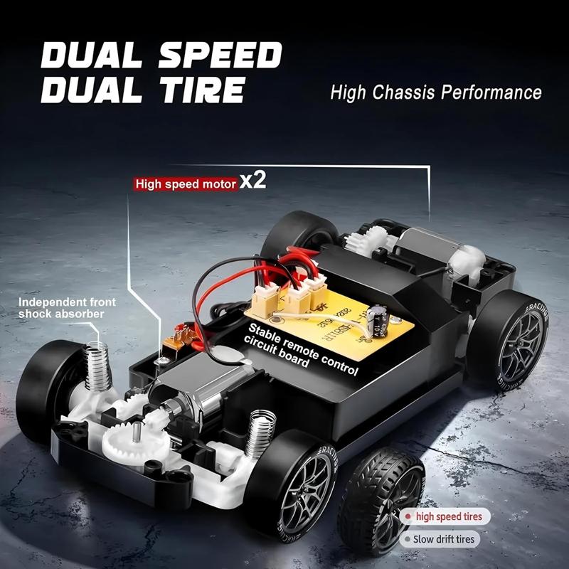 New Four-wheel Drive 1:24 RC Drift Car with LED Light 2.4G Radio 20KM/h High Speed Remote Control Racing Cars Vehicle Model Toy Gift for Boy Girl Kid
