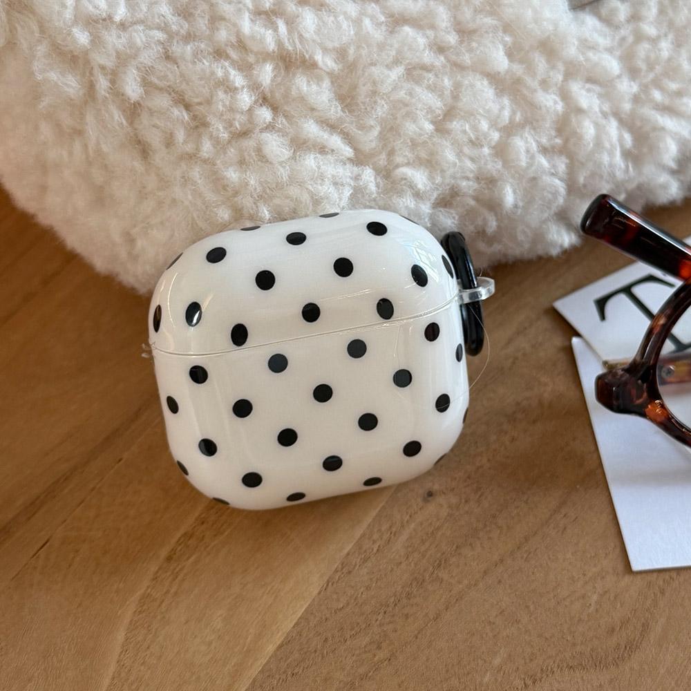 Korea Simple Cute Black Polka Dots White Silicone Earphone Case for Apple Airpods 1 2 3 4 Pro 3 2 Soft Cover With