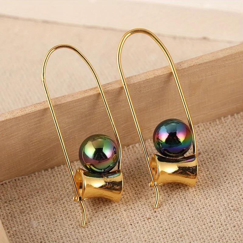 Cercei cu pandantiv geometric circular din imitație de perlă, în stil boem vintage, pentru femei, Bijuterii creative, Cadouri pentru petreceri de sărbătoare