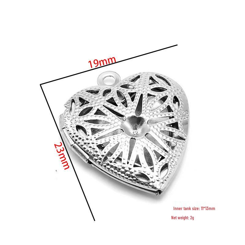 Collana Ciondolo Scatola Portafoto a Forma di Cuore, Rotonda e Quadrata in Acciaio Inossidabile Fai da Te