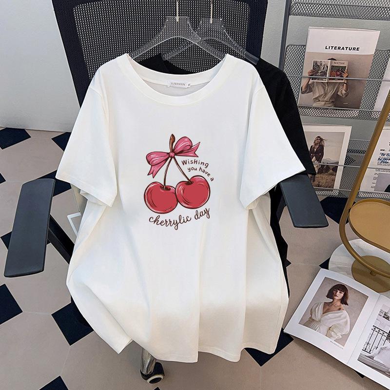 

Plus Size Loose Fit Mid-Length Short-Sleeve T-Shirt for Women 200/300/350 Jin 697 2XL чёрный