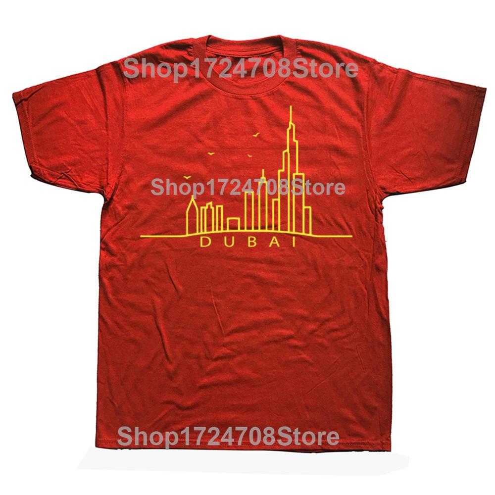 Funny Line Dubai Cityscape Classic Graphic T-shirts Men Women's Fashion Casual Tshirt 100% Cotton Loose Oversized T Shirt