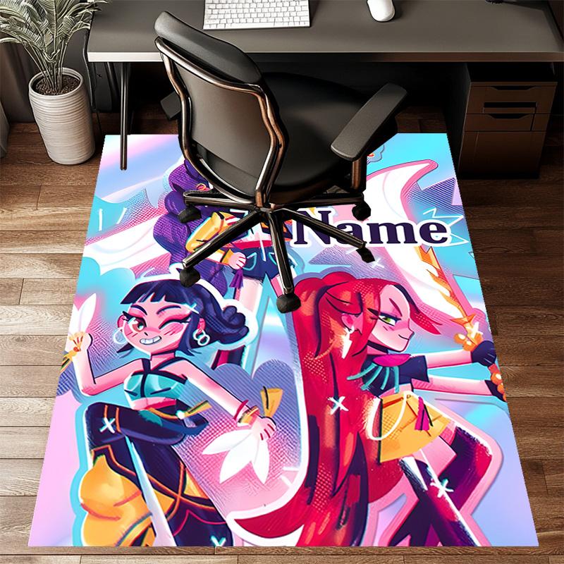 Custom KPop Demon Hunters Mat Personalized Name, Polyester Washable Indoor Entryway Rug, Gift for Christmas, Easter, Thanksgiving Day