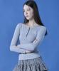 KOLEAT Round Neck Cropped Slim Delicate Fit Button Long Sleeve Tee Inner [Gray] Kgl.