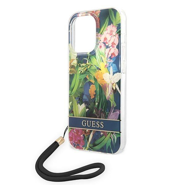 Guess Guohcp14Xhflsb Iphone 14 Pro Max6,7 Niebieski/Blue Hardcase Flower Strap