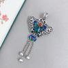 Exquisite Enamel Blue-green Butterfly Pendant Tassel Retro Ethnic Style Auspicious Cloud Necklaces Wedding Jewelry