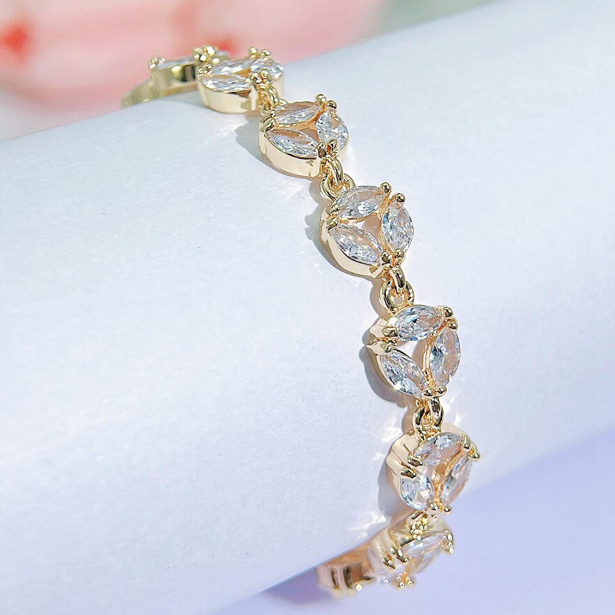 

CMM Высокое Качество Круглый Шарм Теннисный Браслет Pave Marquise CZ Цирконий Серебристые Женские Украшения Ручной Работы Для Ежедневной Носки золотой