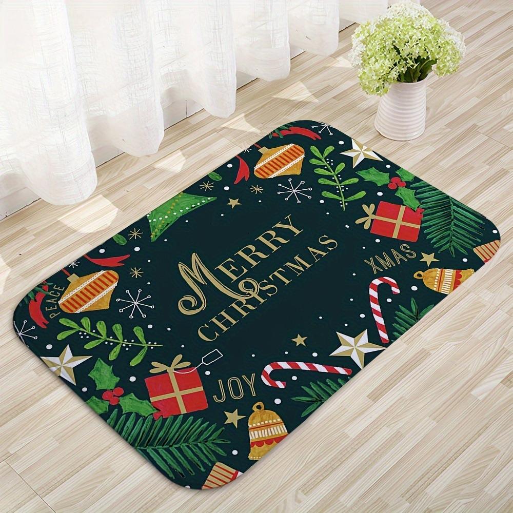 Green Christmas Welcome Rug Doormat Living Room Bedroom Entry Floor Mat Dining Room Soft Mat Lounge Room Rug Festival Home Decor