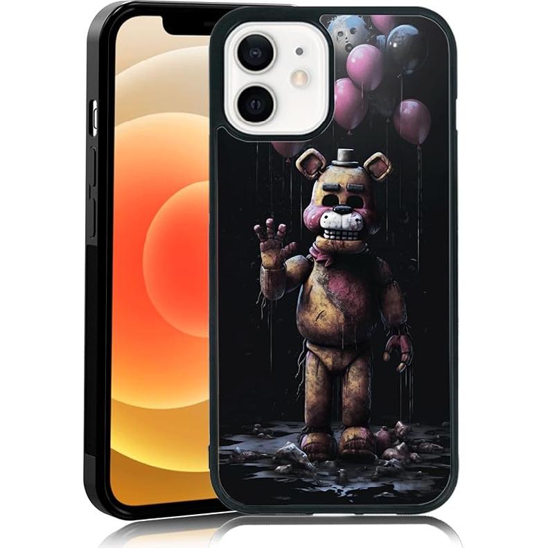 Black Cute FNAF Phone Case Fit for iPhone XR, TPU Shockproof Protective iPhone Case Horror Five Nights Video Game Phone Cover Gift for Boy Girl Men