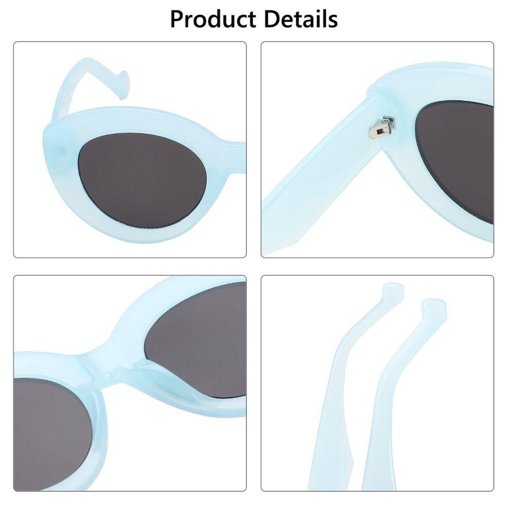 

Ins Popular Retro Eyewear Thick Frame Oversized Sunglasses Cat Eye Oval Sun Glasses Sun Glasses Clear Blue-Black
