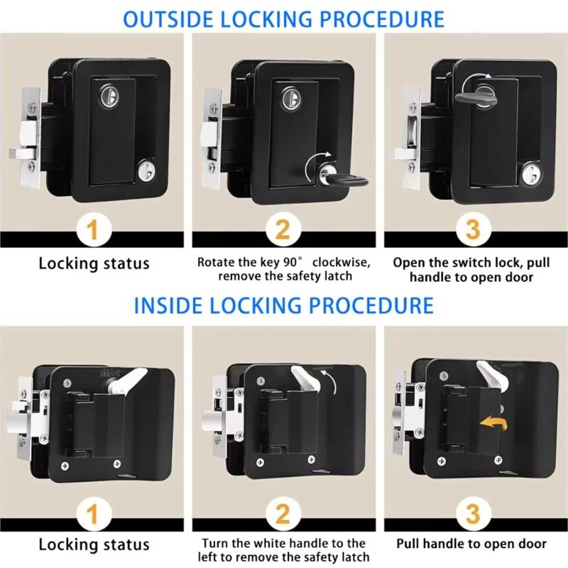 Strong Plastic & Alloy Lock Universal Door Lock Vibration Resistant Locking for Camping Trailers Marine Doors