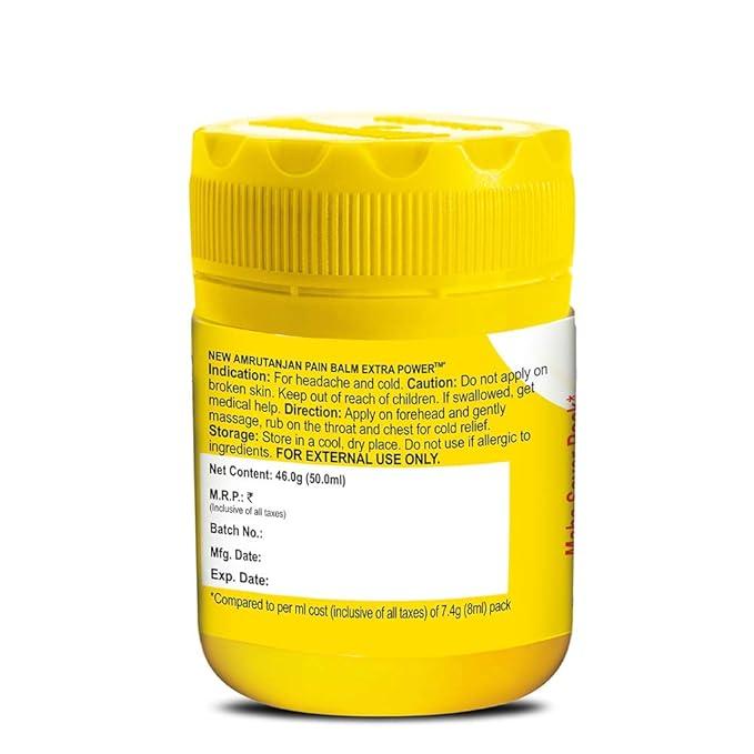 Pain Balm Extra Power - 50 ml | Suitable for Headache, Stress, Cold | 100% Ayurvedic | Starts working within 1 minute.