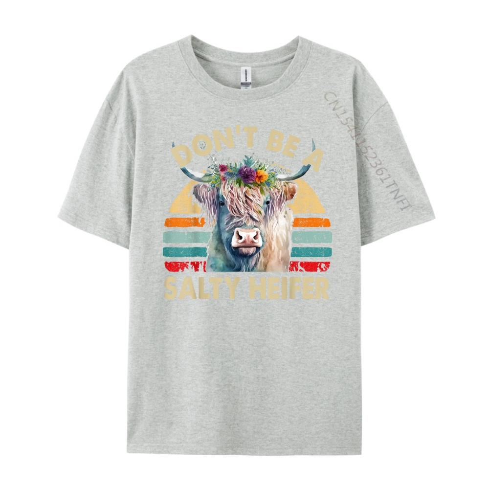 Highland Cow Shirt Women Dont Be Salty Heifer Funny Farm Mom Red And Black Graphic T Shirt Camiseta Easter Day