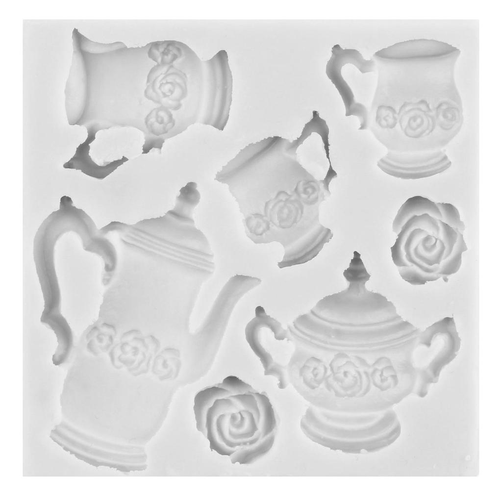 Tea Party Silicone Mold Teapot Tea Cup Fondant Molds Cake Decorating Tools Cupcake Topper Candy Resin Clay Chocolate Gumpaste Mold