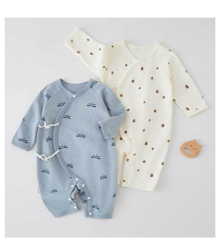 Pure Cotton Long Sleeve Baby Romper with Double Layer Belly Protection - Spring/Autumn Butterfly Harem Suit for Newborns