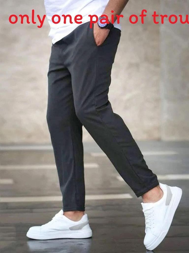 Men Casual Nine Pants With Polyester Fabric For Autumn Everyday Wear
