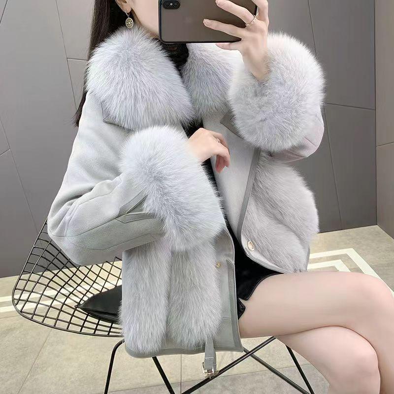 Fur Imitation Fox Hair Short Down Cotton Clothes Women's Winter New Fashion Casual Coat