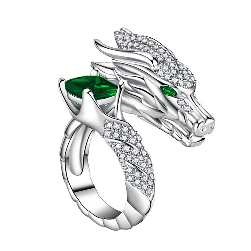Huitan Novel Dragon Design Opening Rings Delicate Aesthetic Bright Finger Accessories for Women Opulent Chic Jewelry for Party